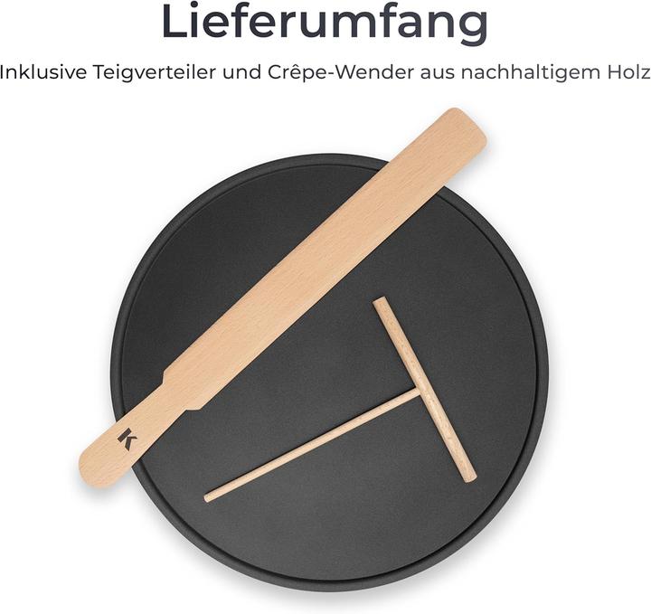 Immagine prodotto KLAMER Crepes Maker, Grosse Backfläche mit 33cm Ø antihaftbeschichtete Platte, 1500W