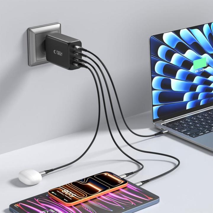 Actual product image Tech-Protect NC240W-GAN 4-PORT NETZWERKLADEGERÄT PD 240W / QC3.0 SCHWARZ (240 W, 4 ports)