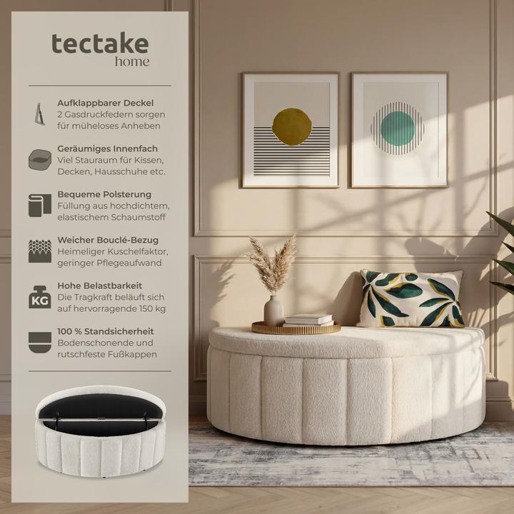 Actual product image tectake Moon upholstered bench with ample storage space, weight capacity 150 kg (108 cm)