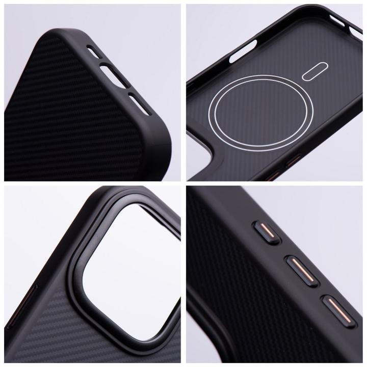Actual product image OEM Back panel cover Carbon Elite Mag Cover compatible with MagSafe for IPHONE 15 PRO black (Apple iPhone 15 Pro)