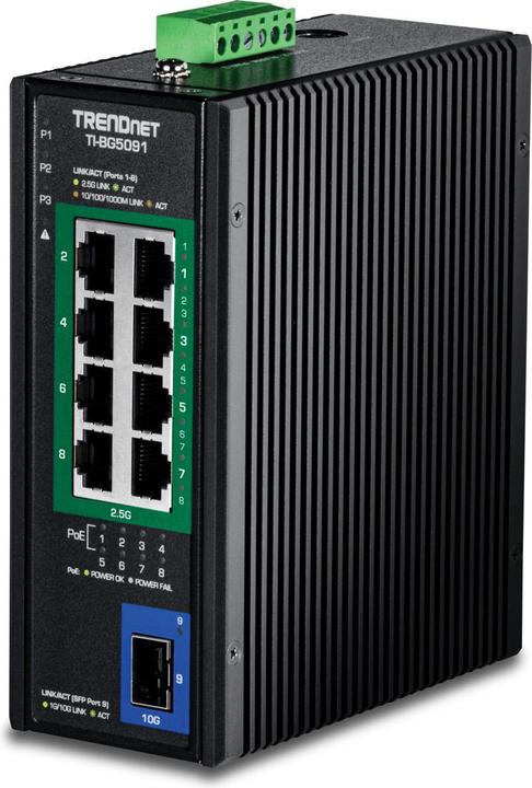 Actual product image Trendnet TI-BG5091 - Version v1.0R - Switch - industriell - 8 x 10/100/1000/2.5G (PoE++) (9 ports)