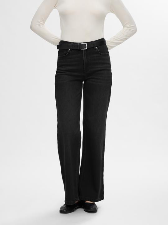 Produktbild Selected Femme Schwarze Wide Fit Jeans (W25/L32)