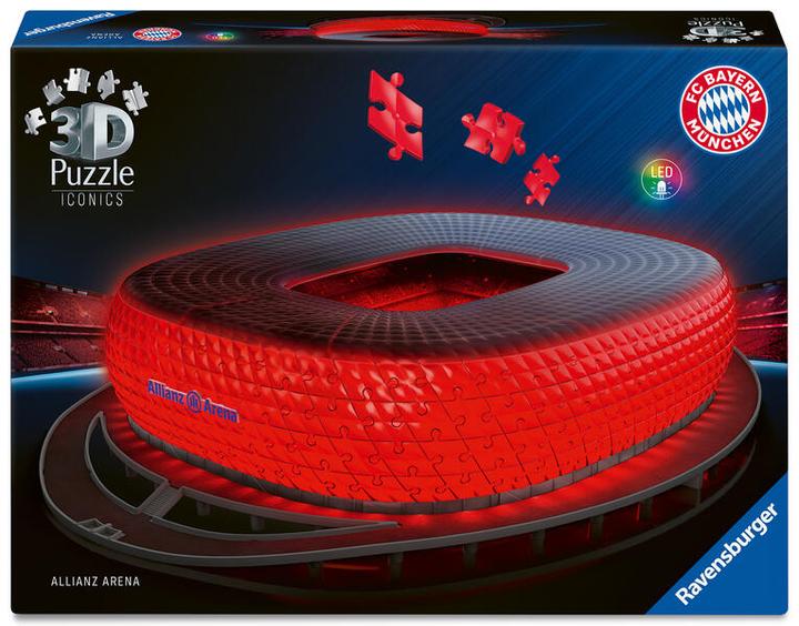 Actual product image Ravensburger 3D Puzzle 216 Teile - Iconics: Allianz Arena - mit Licht (216 pieces)