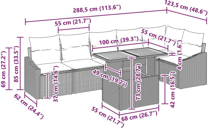 Produktbild vidaXL Garten Essgruppe (100 x 55 x 73 cm)