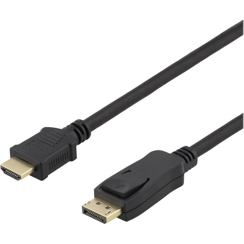 Deltaco DP-HDMI1100 video cable adapter DisplayPort HDMI Black (10 m, HDMI), Video Kabel