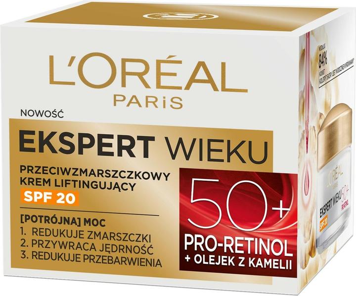 L'Oréal Paris L'OREAL Ekspert Wieku 50+ przeciwzmarszczkowy krem liftingujący 50ml (50 ml, 24h cream, SPF 20)