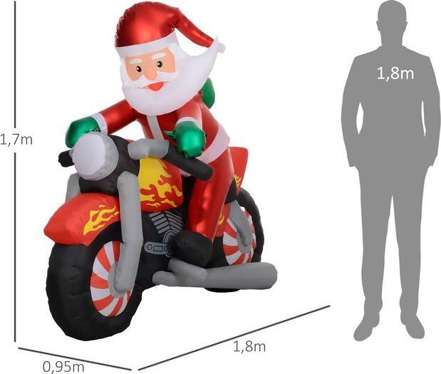 Produktbild Swisshandel24 Weihnachtsmann auf Motorrad, Gartendeko, LEDs, aufblasbar, wetterfest, 180 x 95 x 170 cm