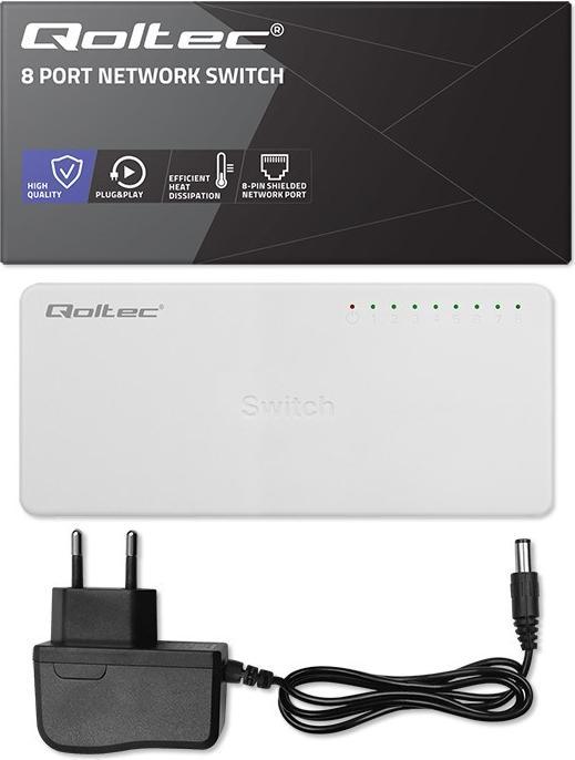 Image du produit Qoltec Netzwerk SWITCH 8xRJ45 Port 1000Mbps LAN (8 ports)