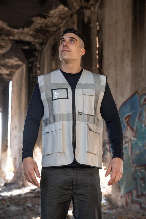 Actual product image Korntex Comfort Warnweste „Hamburg“ - Multifunktional - Aschgrau- XL (XL)