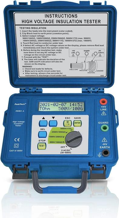 Produktbild Peaktech 2680 A - Isolationsmessgeraet Hochspannung bis 5000 V 1 TOhm (CAT IV 600V)