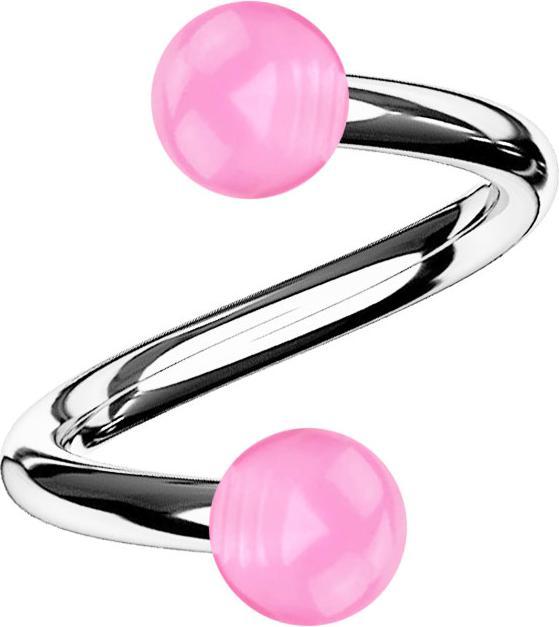 Immagine prodotto Star Piercing Micro spirale argento con due sfere rosa trasparente (Materiale sintetico, senza ottone, Acciaio chirurgico 316L)