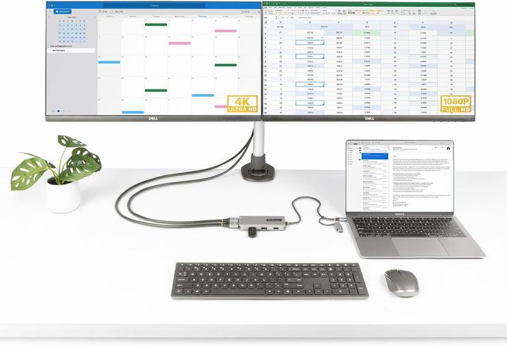 Produktbild StarTech COM USB-C & USB-A Multiport Adapter Dual HDMI 4K/1080p 3-Port USB Hub USB-C to A Dongle Min (USB-C)