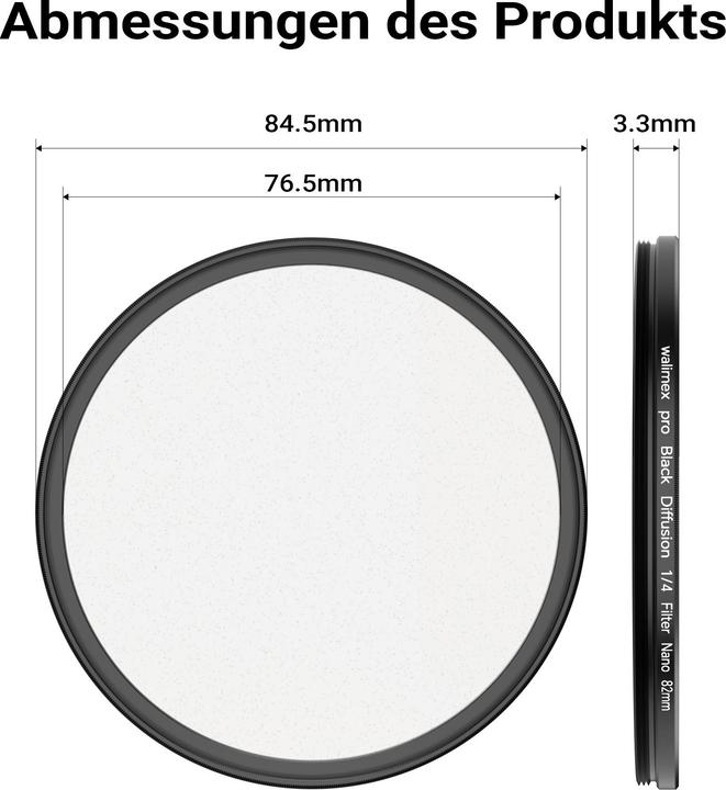 Produktbild Walimex pro Black Mist Diffusion Filter 1/4 Nano 82mm Kamerafilter Nebelfilter (82 mm, Diffusionsfilter)