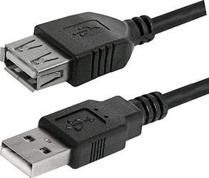 Actual product image Logo USB extension cable (2.0), USB A plug - USB A socket, 3m, black (3 m, USB 2.0)