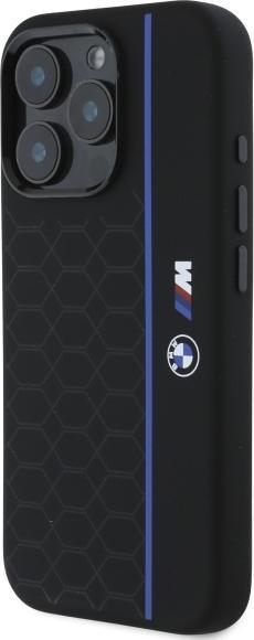 Actual product image BMW BMHMP16L23SHEB iPhone 16 Pro 6.3" czarny/black hardcase Silicone Hexagon Blue Line MagSafe (Apple iPhone 16 Pro)