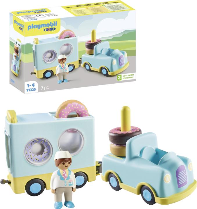 Image du produit Playmobil 1.2.3 : Camion donut fou avec fonction d'empilement et de tri (71325, Playmobil 1.2.3)