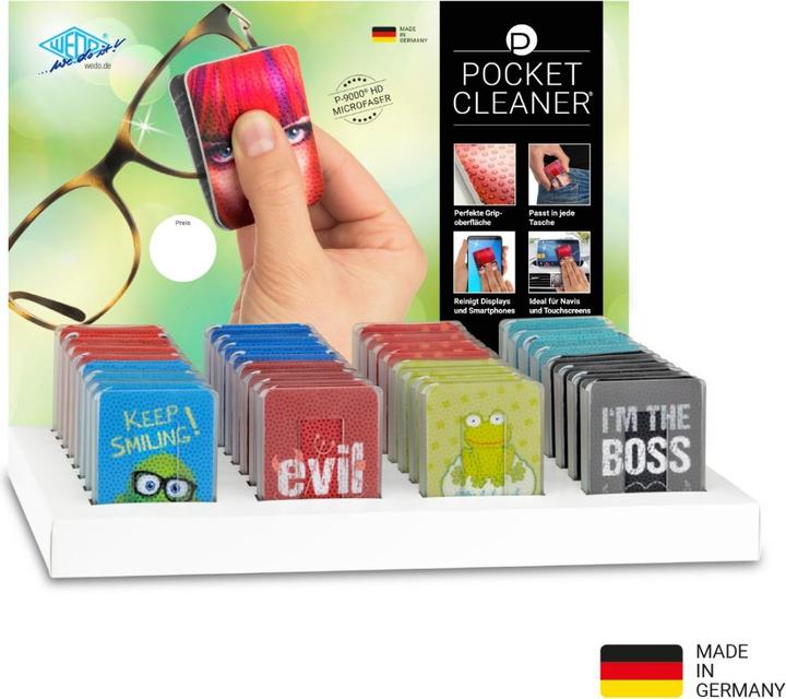 Actual product image Wedo PocketCleaner glasses cleaning cloth, smartphone or tablet cleaning cloth in plastic case