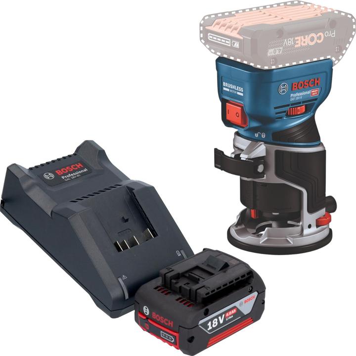 Actual product image Bosch Professional Bosch GKF 18V-8 Professional cordless edge router 18 V 8.0 mm brushless + 1x rechargeable battery