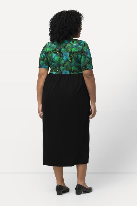 Produktbild Ulla Popken Jerseykleid, Blätter, A-Linie, V-Ausschnitt, Halbarm (46, 48)
