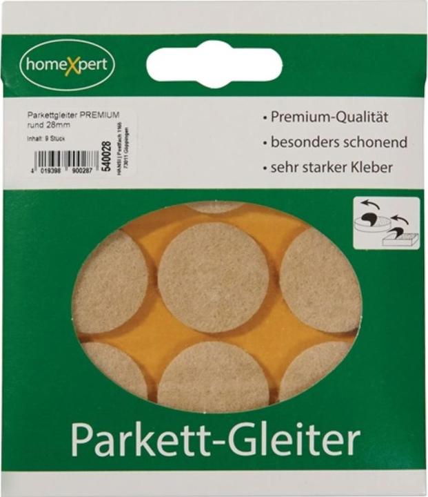 Produktbild Hansi-Siebert Parkettgleiter Premium 28 mm Filz natur rund selbstklebend (Parkettgleiter, 9 Stück)