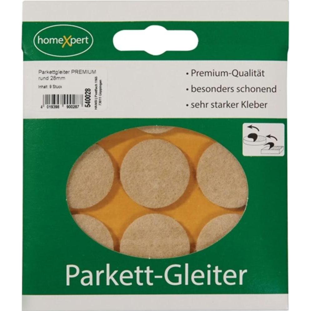Hansi-Siebert, Möbelgleiter + Schutzpuffer, Parkettgleiter Premium 28 mm Filz natur rund selbstklebend (Parkettgleiter, ...
