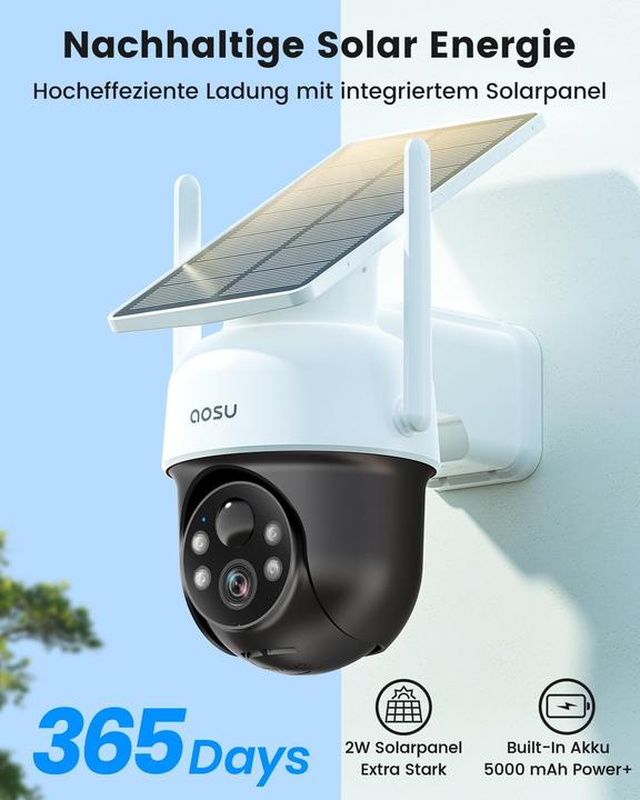 Produktbild Aosu 2K Solarbetriebene PTZ-Überwachungskamera (2560 x 1440 Pixels)