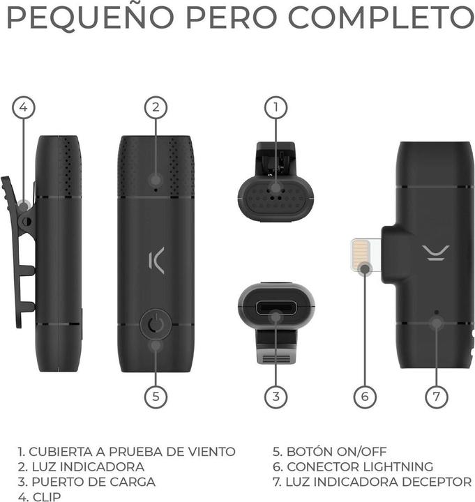 Immagine prodotto KSIX Microfono Wireless Per Smartphone Lightning Nero