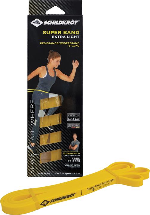 Actual product image Schildkröt Super Band Extra Light, 13 mm, yellow resistance band made of premium latex, easy transport (0.09 m, Extra Light)
