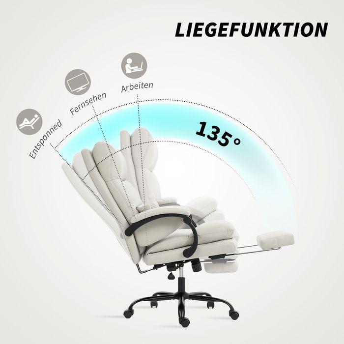 Produktbild Swisshandel24 Bürostuhl, Lendenwirbelstütze, Armlehne, Fussstütze, Kunstleder, Hellgrau (46 - 62 cm)