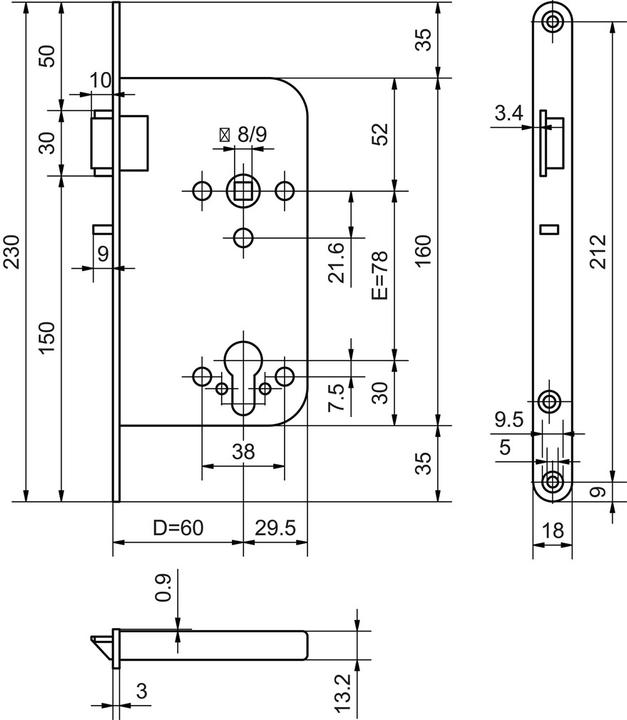 Actual product image Glutz Mortise locks 24020 (Mortise lock)
