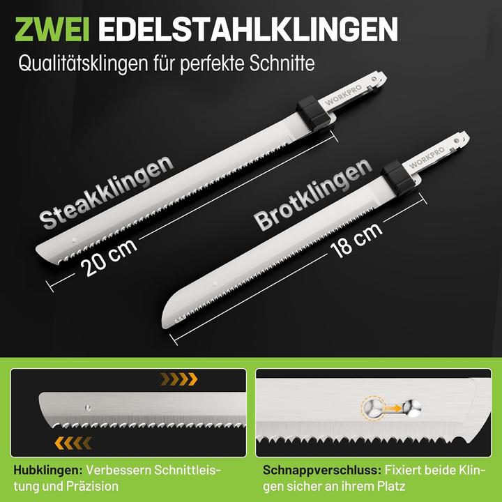 Produktbild Workpro Elektromesser Set mit Akku (20 cm)