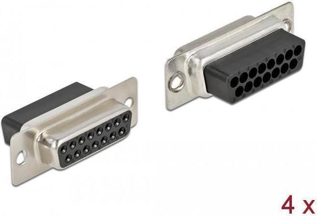 Delock Presa a crimpare D-Sub a 15 pin, metallo, 4 pezzi