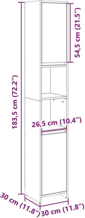 Image du produit vidaXL Badezimmerschrank (30 x 30 x 183.50 cm)