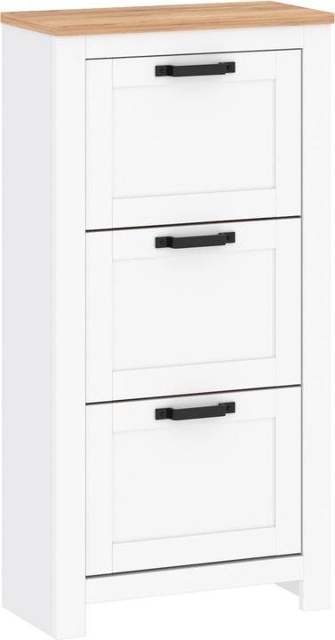 Home123 Schuhschrank TEOLO 2 weiss + eiche (64 x 31 x 126.50 cm)