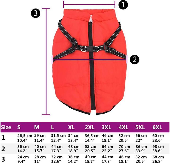 Actual product image vidaXL Dog coat with harness Waterproof Reflective (44, Dog coat)