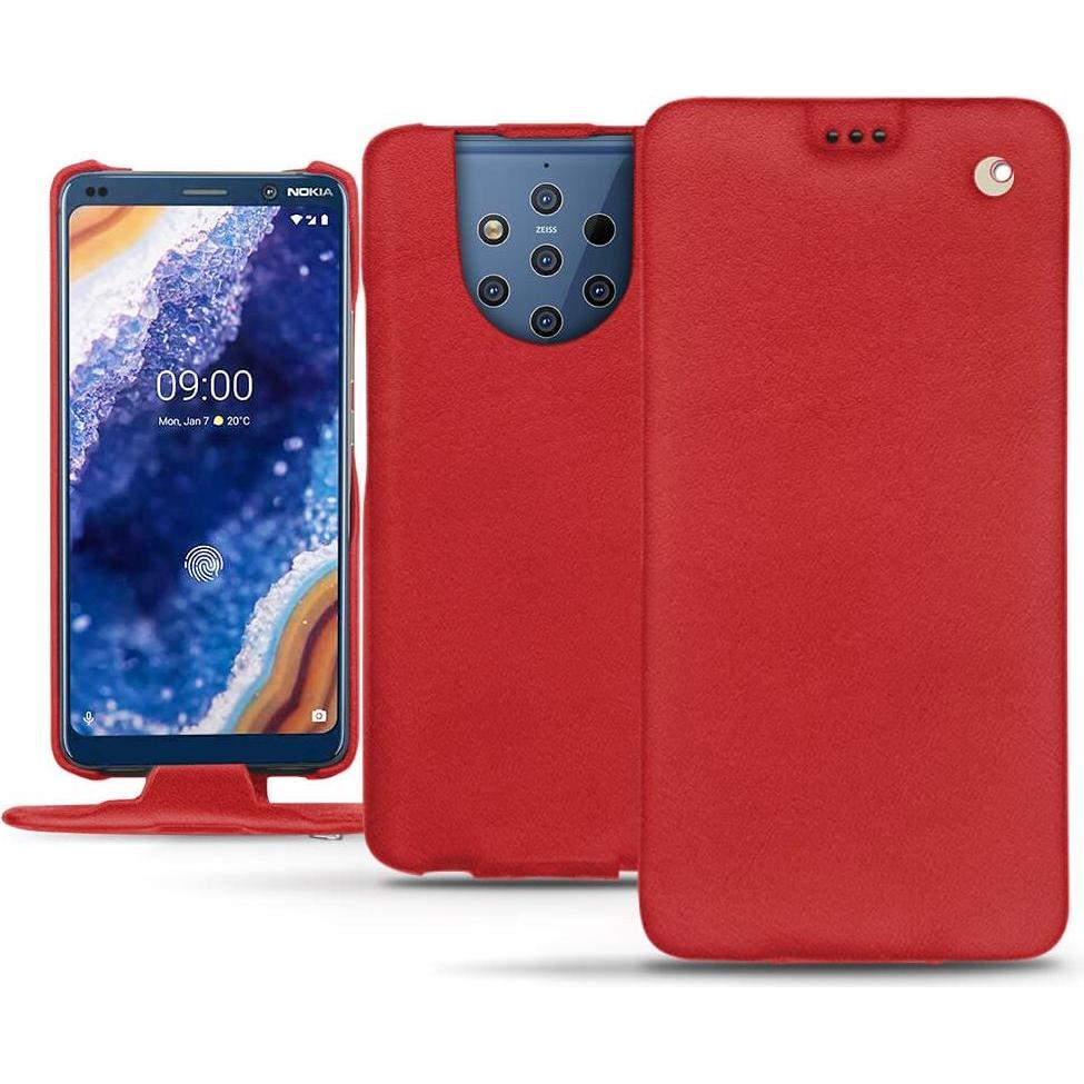Noreve Lederschutzhülle vertikal (Nokia 9 PureView), Smartphone Hülle, Rot
