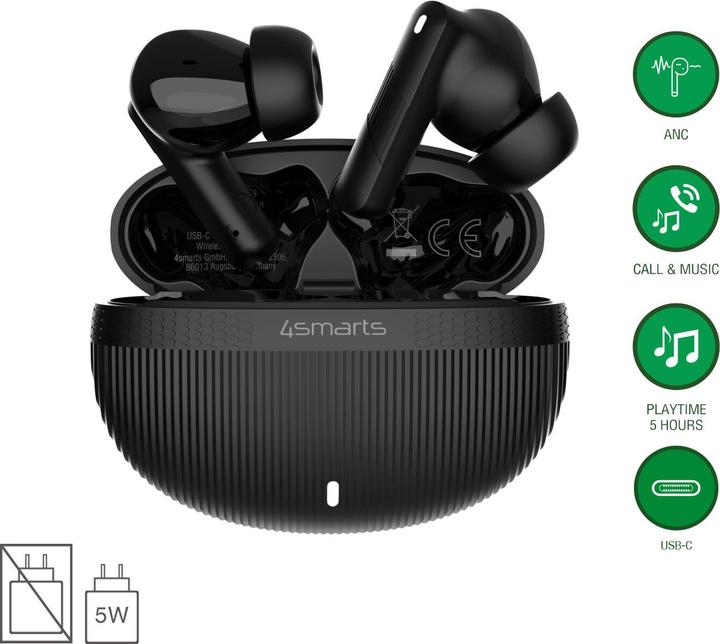 Image du produit 4smarts Wireless Headset SkyBuds Pro ANC, schwarz (ANC, 20 h, Sans fil)