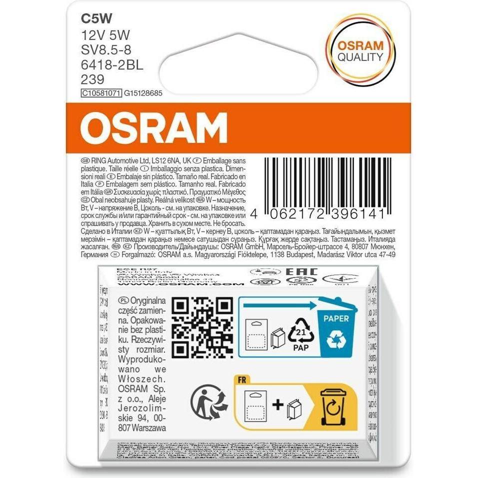 Osram, Illuminazione auto, Festoon C5W (C5W)