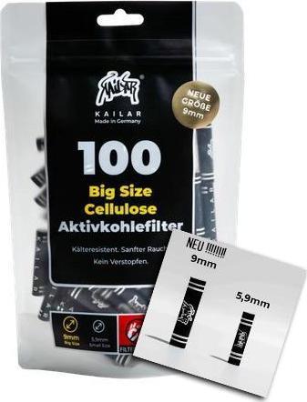 Produktbild Kailar Aktivkohlefilter 9mm Black White 100pcs