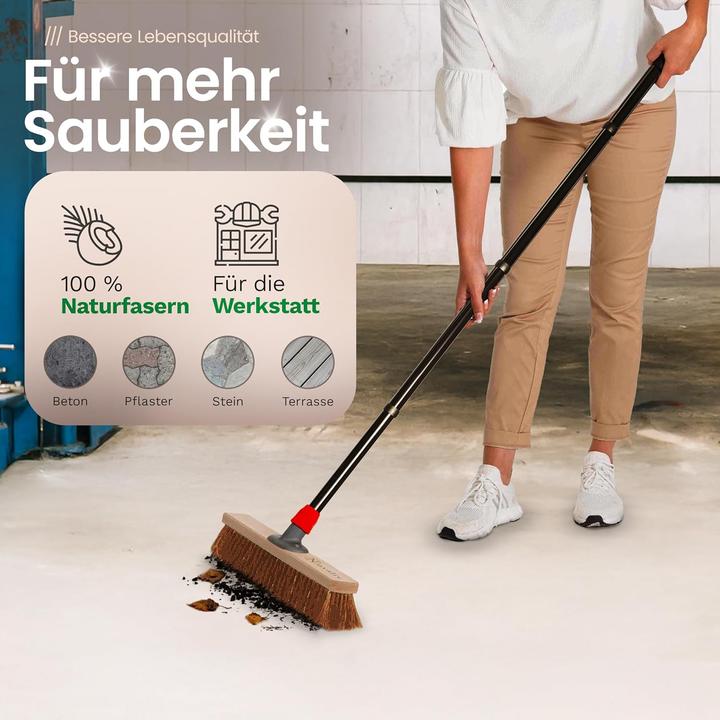 Immagine prodotto Novaliv Kokosbesen 40 cm mit Stiel Kokosborsten inkl. Kehrgarnitur verzinkt mit Gummilippe bestehend (1 pz.)