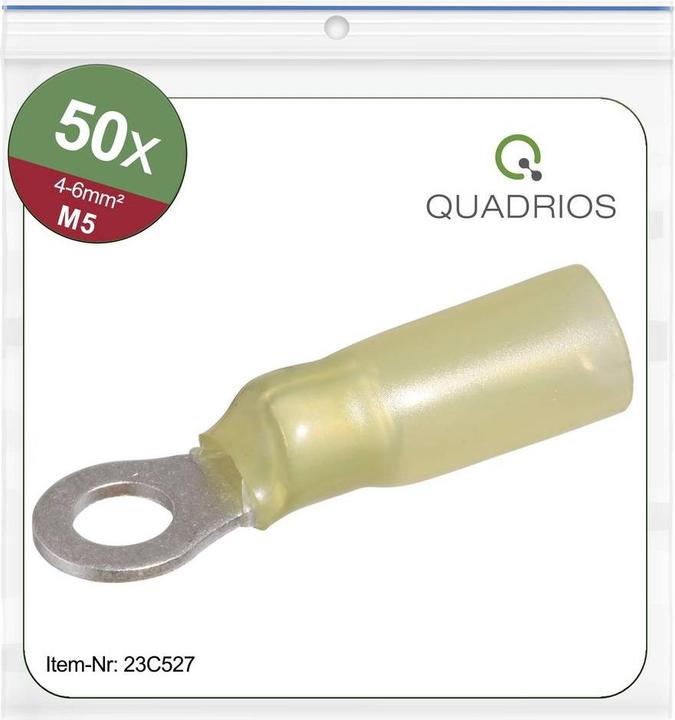 Quadrios 23C527 Ring cable lug Cross-section (max.)=6 mm² Hole-Ø=5.3 mm Partial insulation
