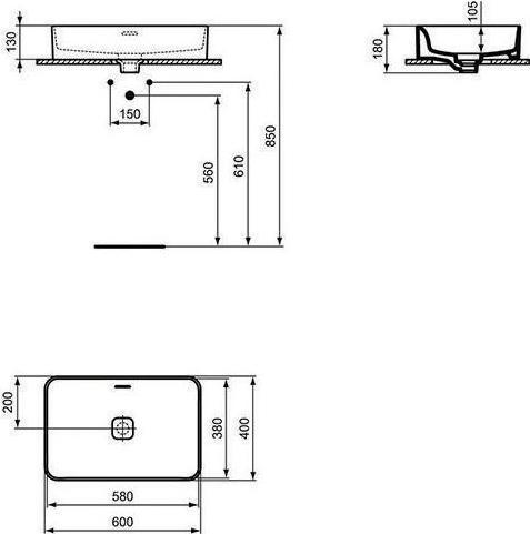 Produktbild Ideal Standard Aufsatzwaschbecken Strada II 60 cm weiss T299901 (400 mm, 600 mm)