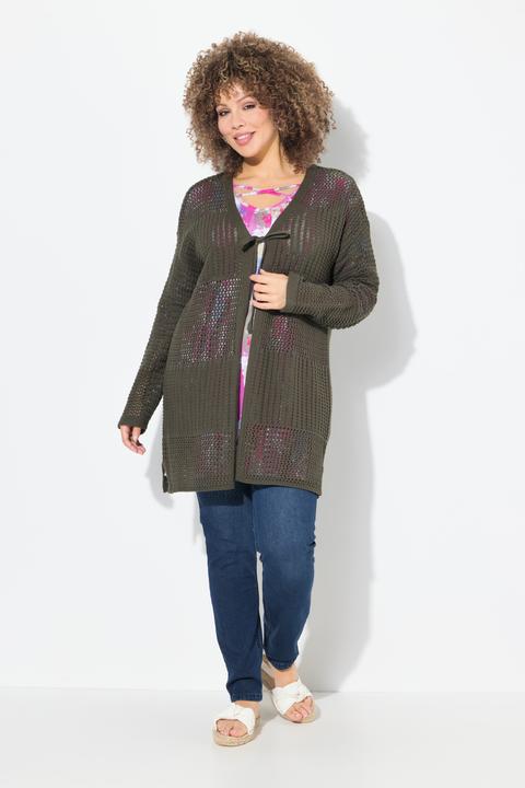 Actual product image Ulla Popken Mixed Texture Openwork Cardigan (46, 48)