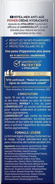 Actual product image NIVEA MEN Anti-Age Power Moisturising Cream (50 ml, 24h cream, SPF 30)