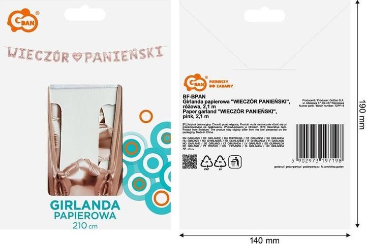 GoDan Papiergirlande Junggesellinnenabschied rosa 1,8m (1 Pcs.)