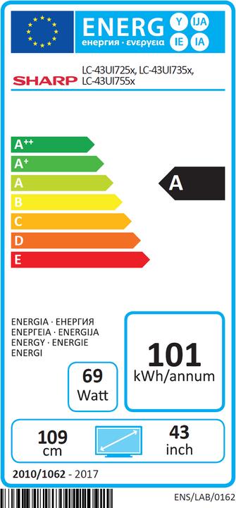 Energy Label Sharp LC-43UI7352 (43", LCD, 4K)