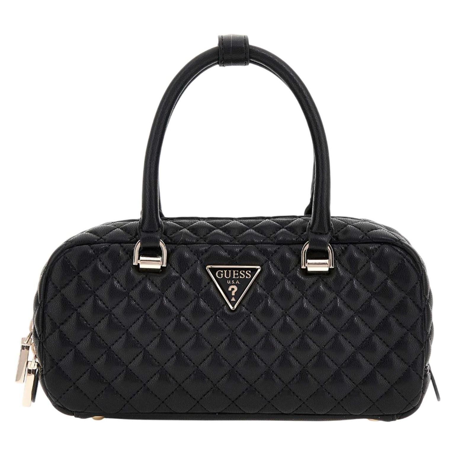 Guess, Damen, Handtasche, Eco Rianee Satchel Bag, Schwarz