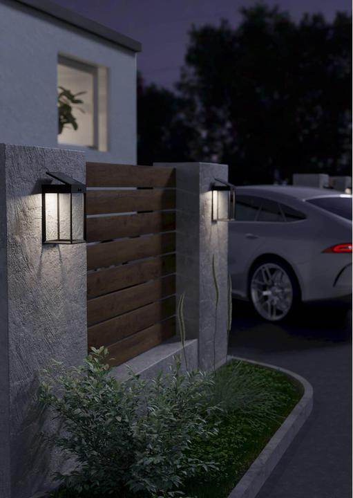 Produktbild EGLO Leuchten Wandleuchte SUZZARA Solar, 6W, Sensor, Schwarz, Dimmbar (800 lm, IP44)