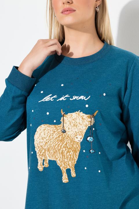 Produktbild Ulla Popken Sweatshirt, Let it Snow, Pailletten, Rundhals, Langarm (62)
