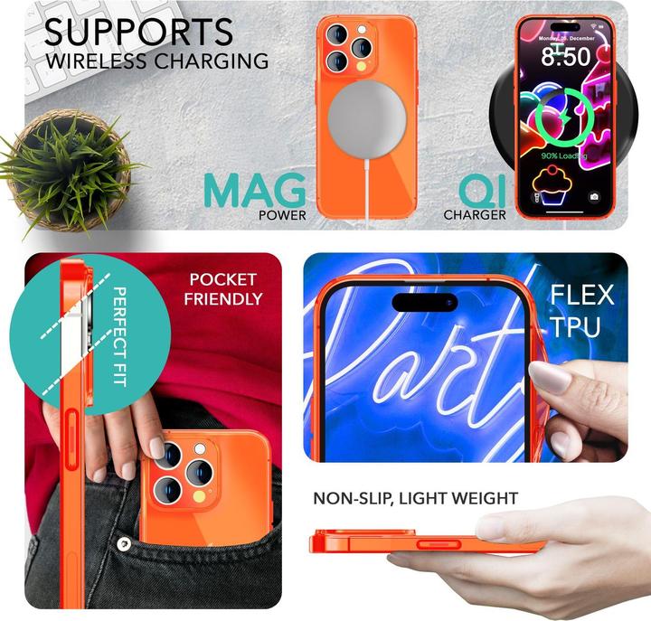 Produktbild Nalia Klar Transparente Neon Silikon Hülle (Apple iPhone 14 Pro Max)